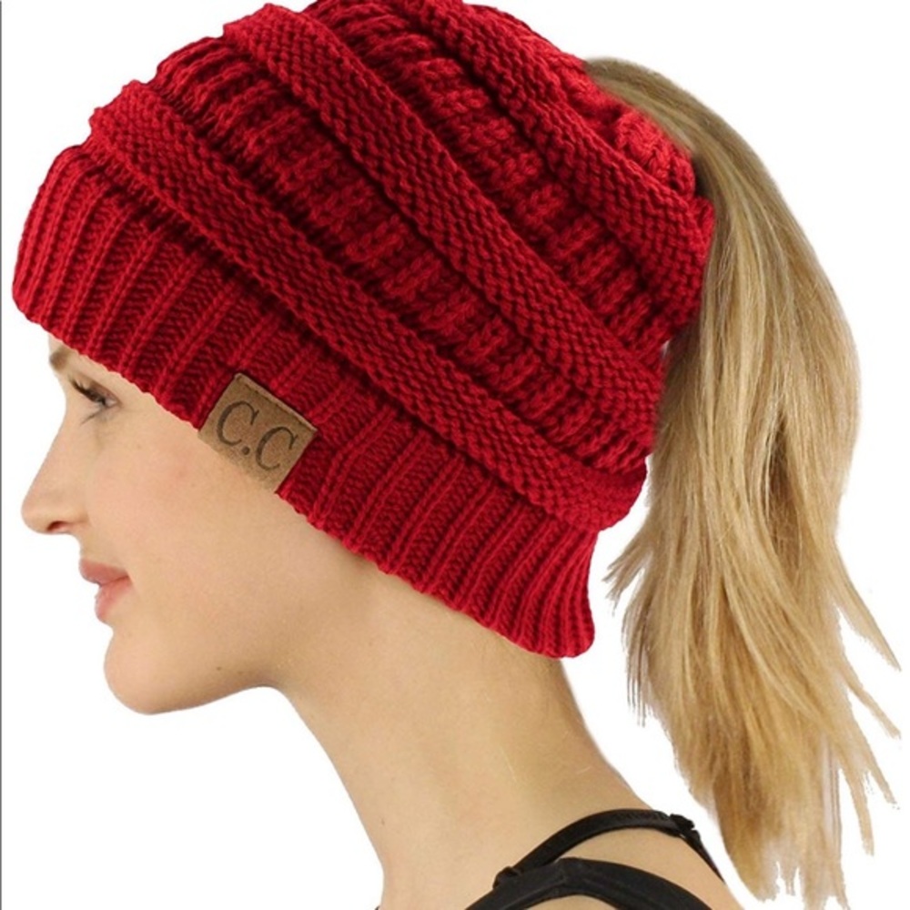 C.C messy bun / pony tail beanies